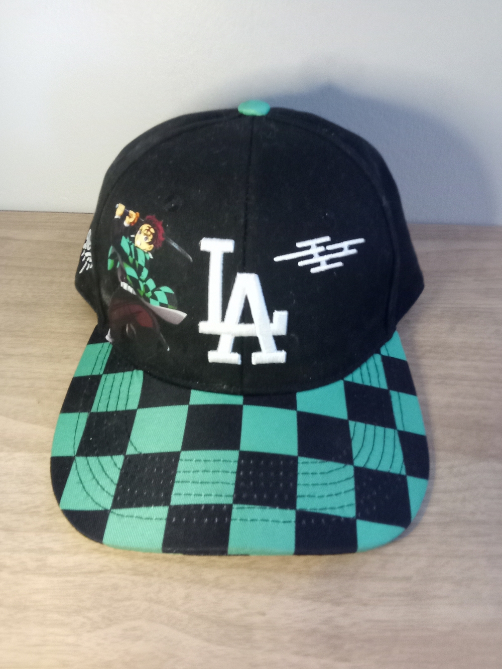Dodgers Black and Teal Kids Baseball Cap - Checker Visor